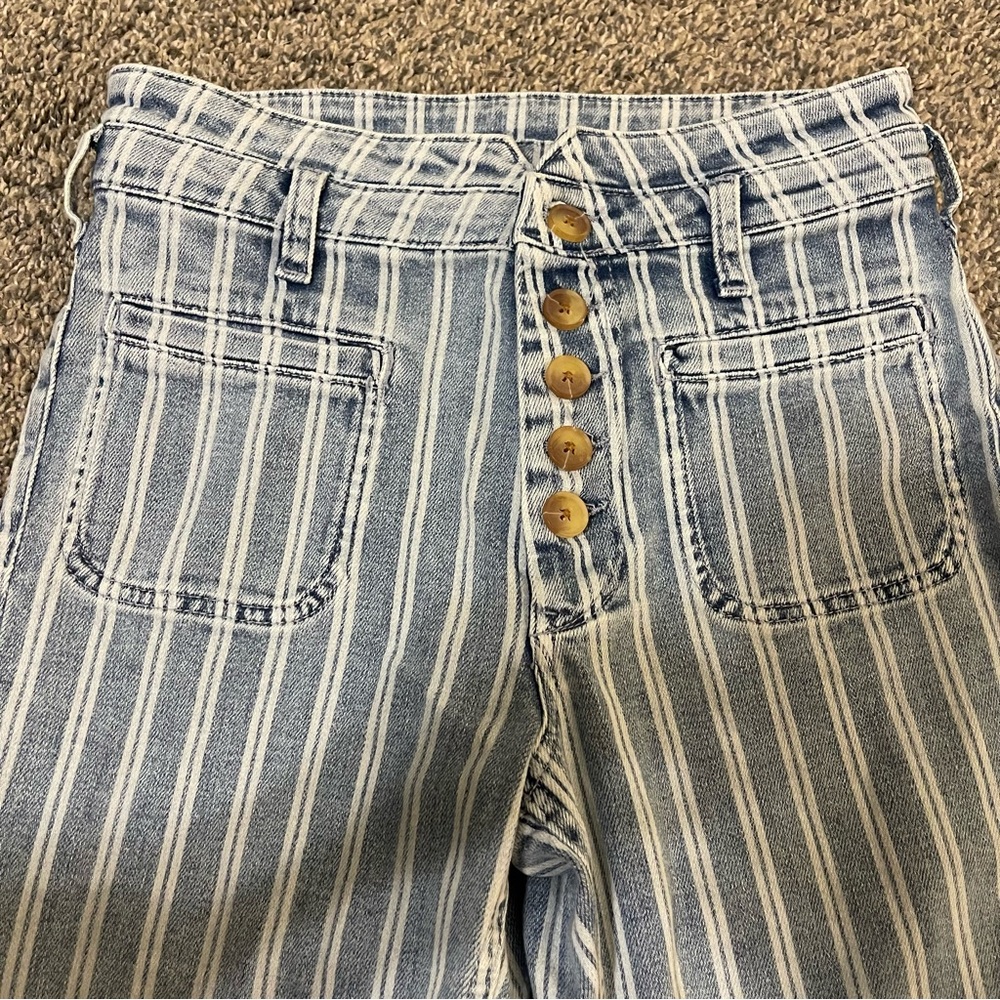 Pilcro and the Letterpress Anthropologie High Rise Railroad Stripe Blue Jeans - Picture 4 of 6